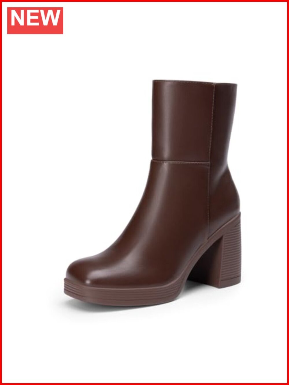 Women's Square Toe Platform Gogo Ankle Boots Chunky High Heels Side Zipper